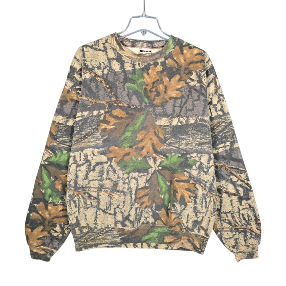 Vintage Jerzees Outdoor Crewneck Mens XL Camo Nature Realtree Trebark Sweatshirt